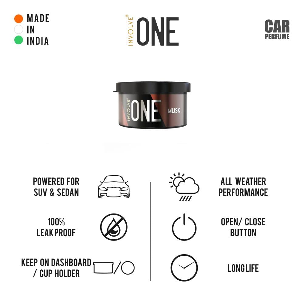 Involve Your Senses One Musk Organic Car Perfume, Involve Your Senses Strong Fiber Air Freshener to Freshen'up Your Car - IONE01-40 g,Car Accessories interior car perfumes and fresheners