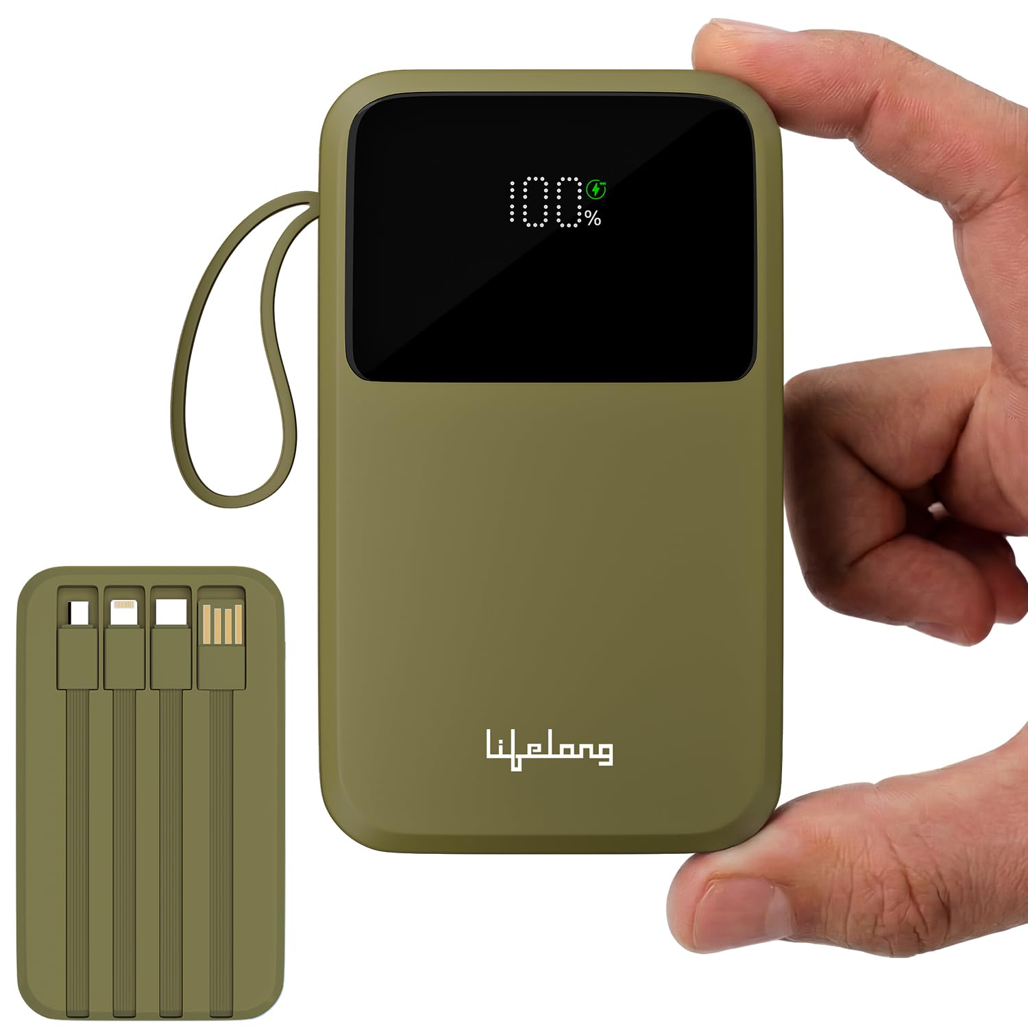 Lifelong Electronics 20000mAh 22.5W Fast Charging Power Bank | 3 Inputs (1 Built-in USB A Cable + 1 C + 1 Lightning Port) & 6 Outputs (3 Built-in Cables + 1 C + 2 A Port) | Small Pocket Size Powerbank