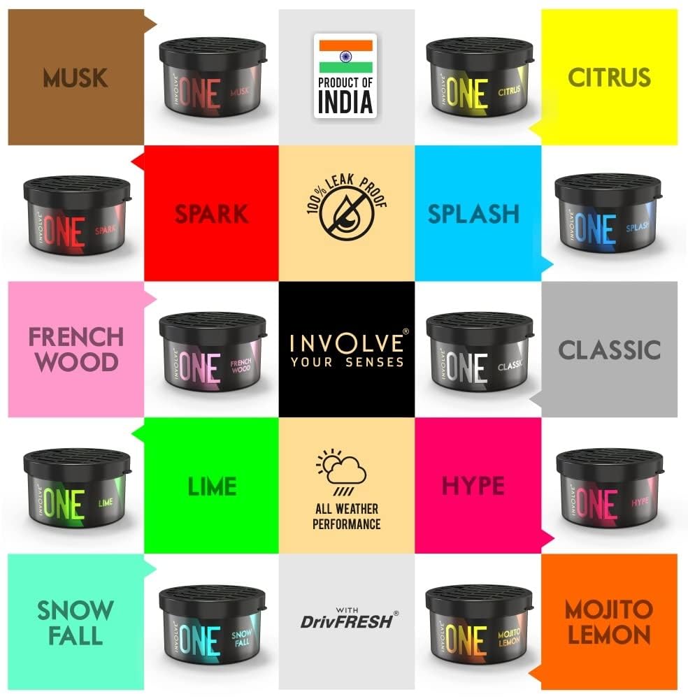Involve Your Senses One Musk Organic Car Perfume, Involve Your Senses Strong Fiber Air Freshener to Freshen'up Your Car - IONE01-40 g,Car Accessories interior car perfumes and fresheners