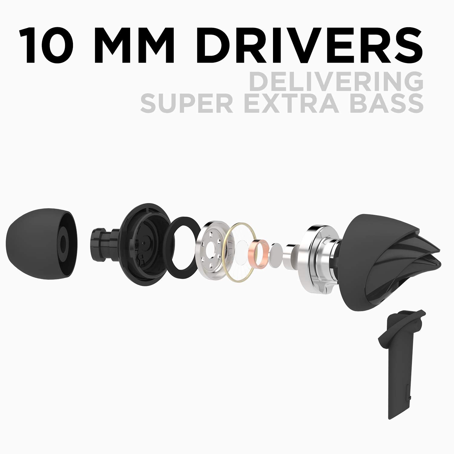 Boat BassHeads 100 in-Ear Headphones with Mic (Black)