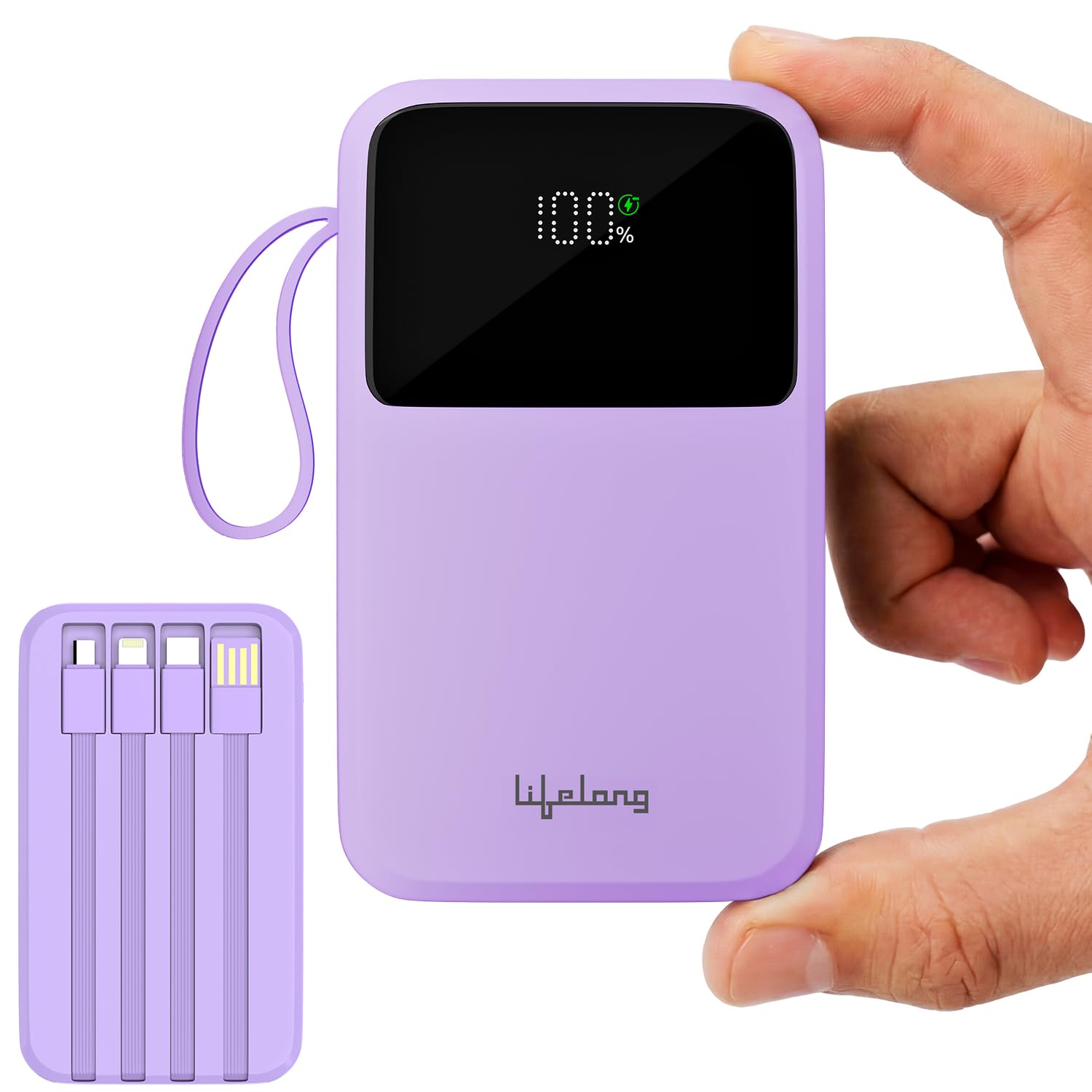 Lifelong Electronics 20000mAh 22.5W Fast Charging Power Bank | 3 Inputs (1 Built-in USB A Cable + 1 C + 1 Lightning Port) & 6 Outputs (3 Built-in Cables + 1 C + 2 A Port) | Small Pocket Size Powerbank