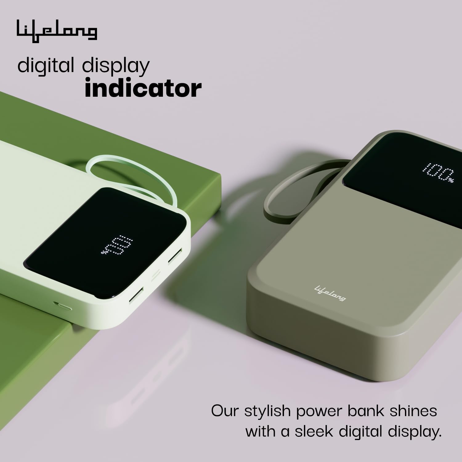 Lifelong Electronics 20000mAh 22.5W Fast Charging Power Bank | 3 Inputs (1 Built-in USB A Cable + 1 C + 1 Lightning Port) & 6 Outputs (3 Built-in Cables + 1 C + 2 A Port) | Small Pocket Size Powerbank