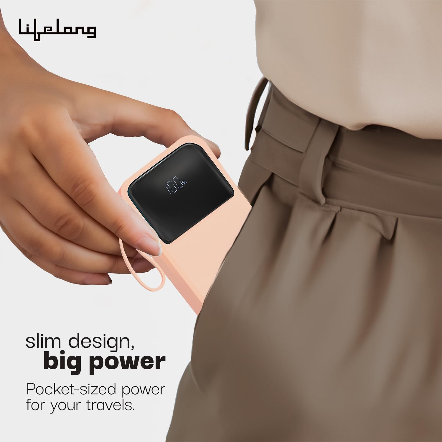 Lifelong Electronics 20000mAh 22.5W Fast Charging Power Bank | 3 Inputs (1 Built-in USB A Cable + 1 C + 1 Lightning Port) & 6 Outputs (3 Built-in Cables + 1 C + 2 A Port) | Small Pocket Size Powerbank