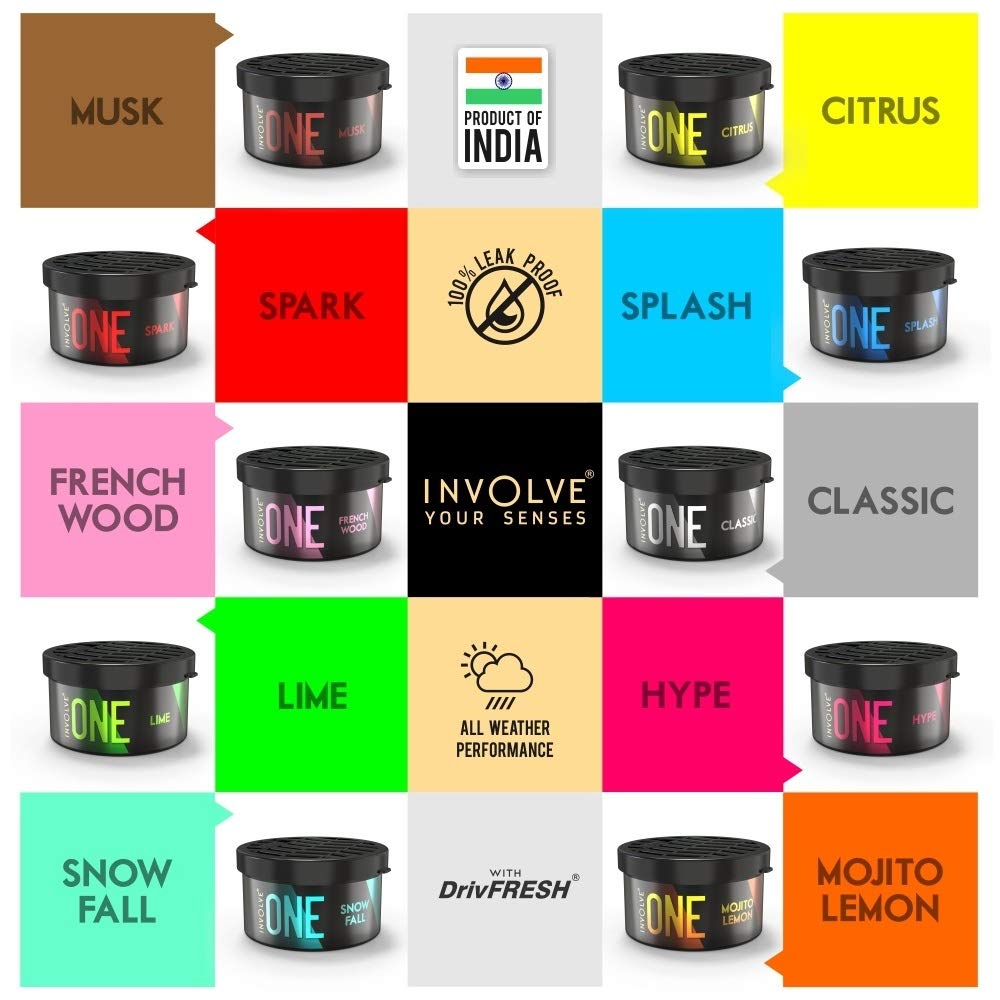 Involve Your Senses One Musk Organic Car Perfume, Involve Your Senses Strong Fiber Air Freshener to Freshen'up Your Car - IONE01-40 g,Car Accessories interior car perfumes and fresheners