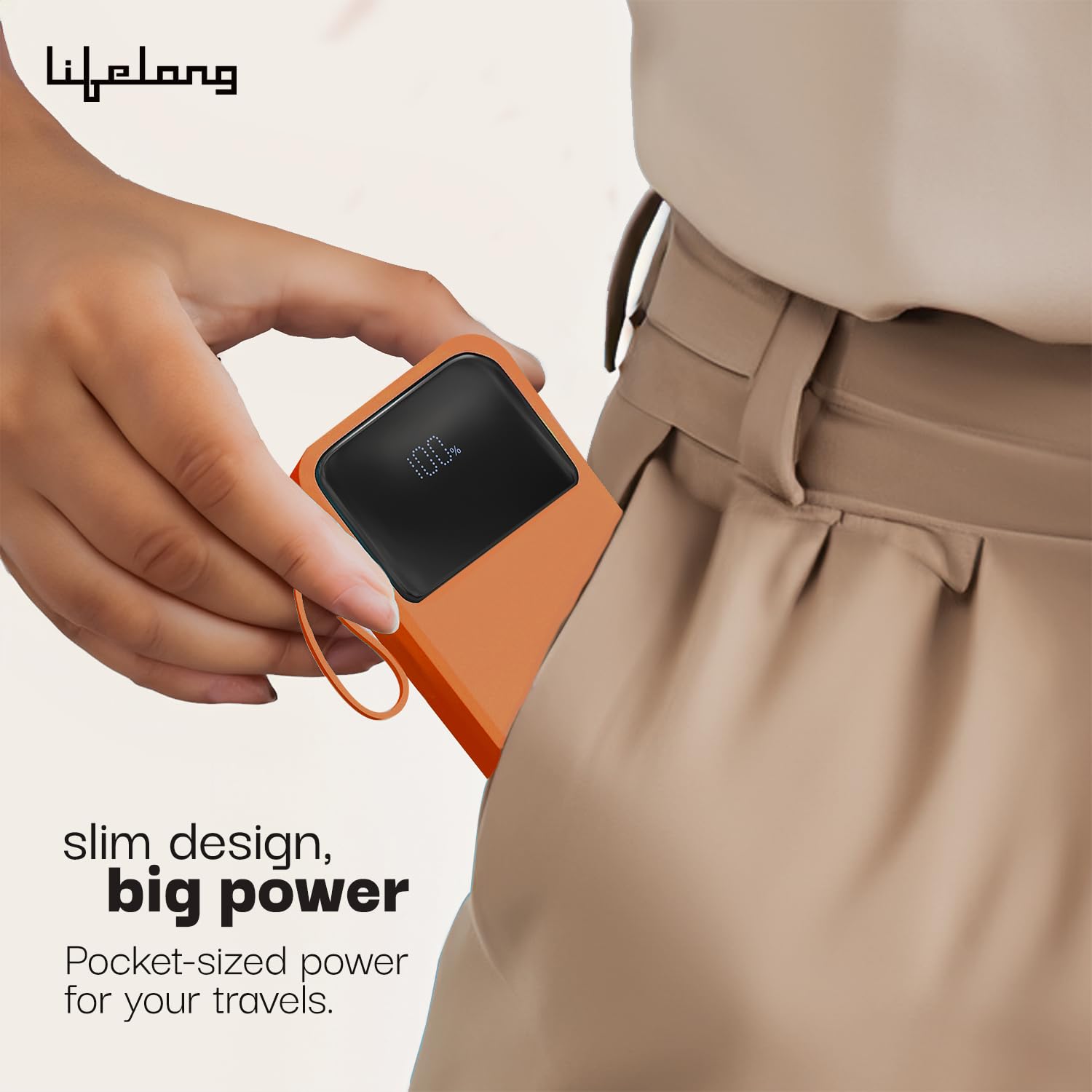 Lifelong Electronics 20000mAh 22.5W Fast Charging Power Bank | 3 Inputs (1 Built-in USB A Cable + 1 C + 1 Lightning Port) & 6 Outputs (3 Built-in Cables + 1 C + 2 A Port) | Small Pocket Size Powerbank
