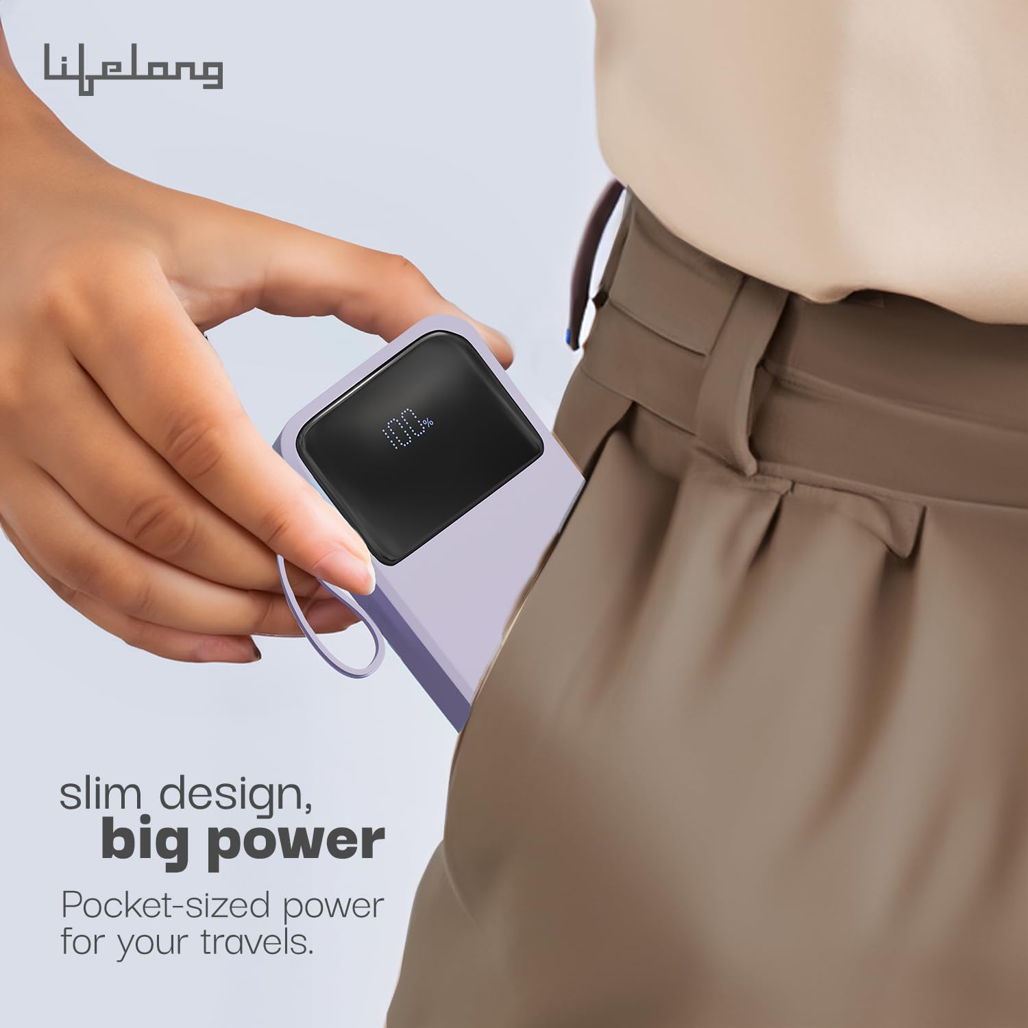Lifelong Electronics 20000mAh 22.5W Fast Charging Power Bank | 3 Inputs (1 Built-in USB A Cable + 1 C + 1 Lightning Port) & 6 Outputs (3 Built-in Cables + 1 C + 2 A Port) | Small Pocket Size Powerbank