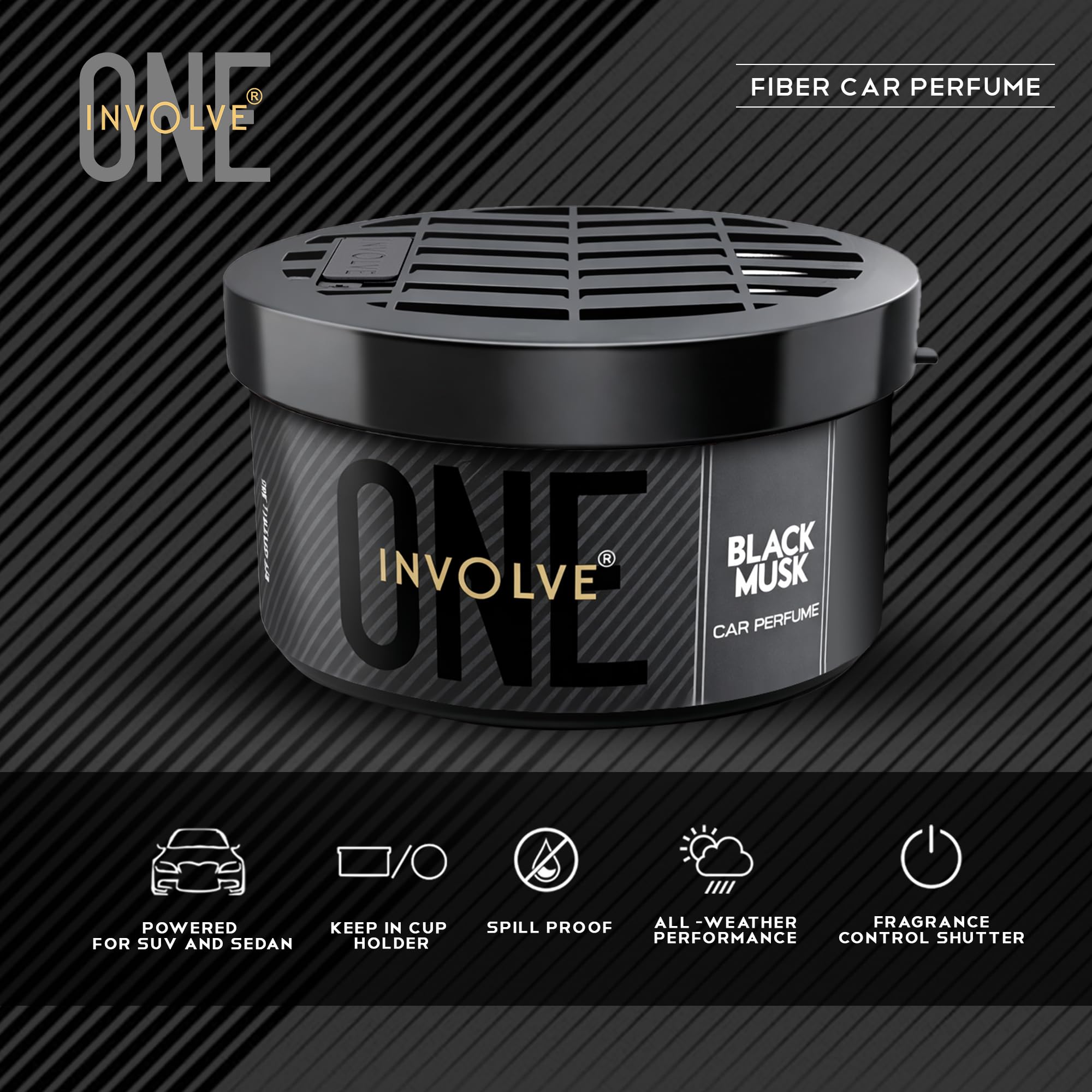 Involve Your Senses One Musk Organic Car Perfume, Involve Your Senses Strong Fiber Air Freshener to Freshen'up Your Car - IONE01-40 g,Car Accessories interior car perfumes and fresheners
